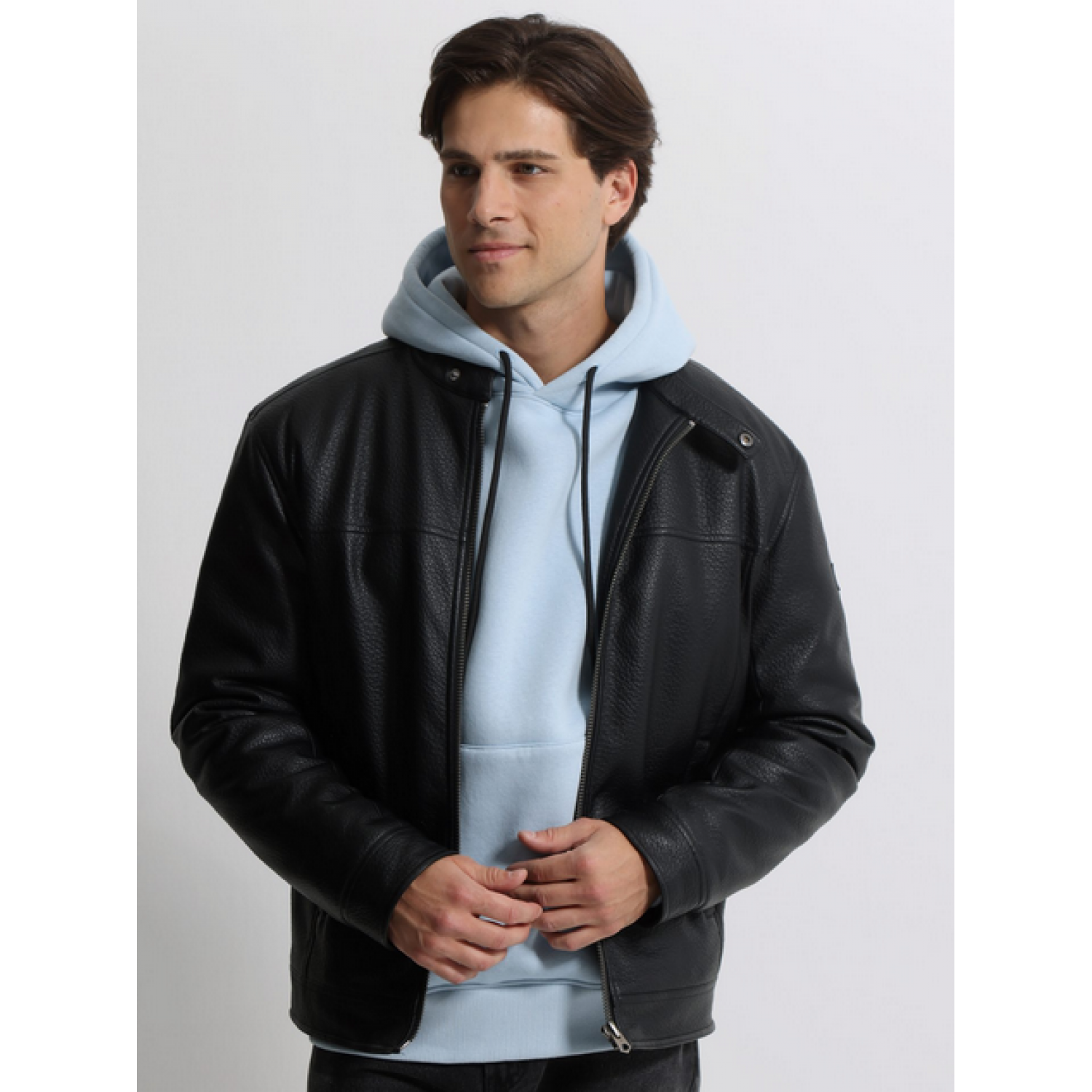 Life Style Butiken Ανδρικό δερματινάκι με επένδυση LS12178 Black